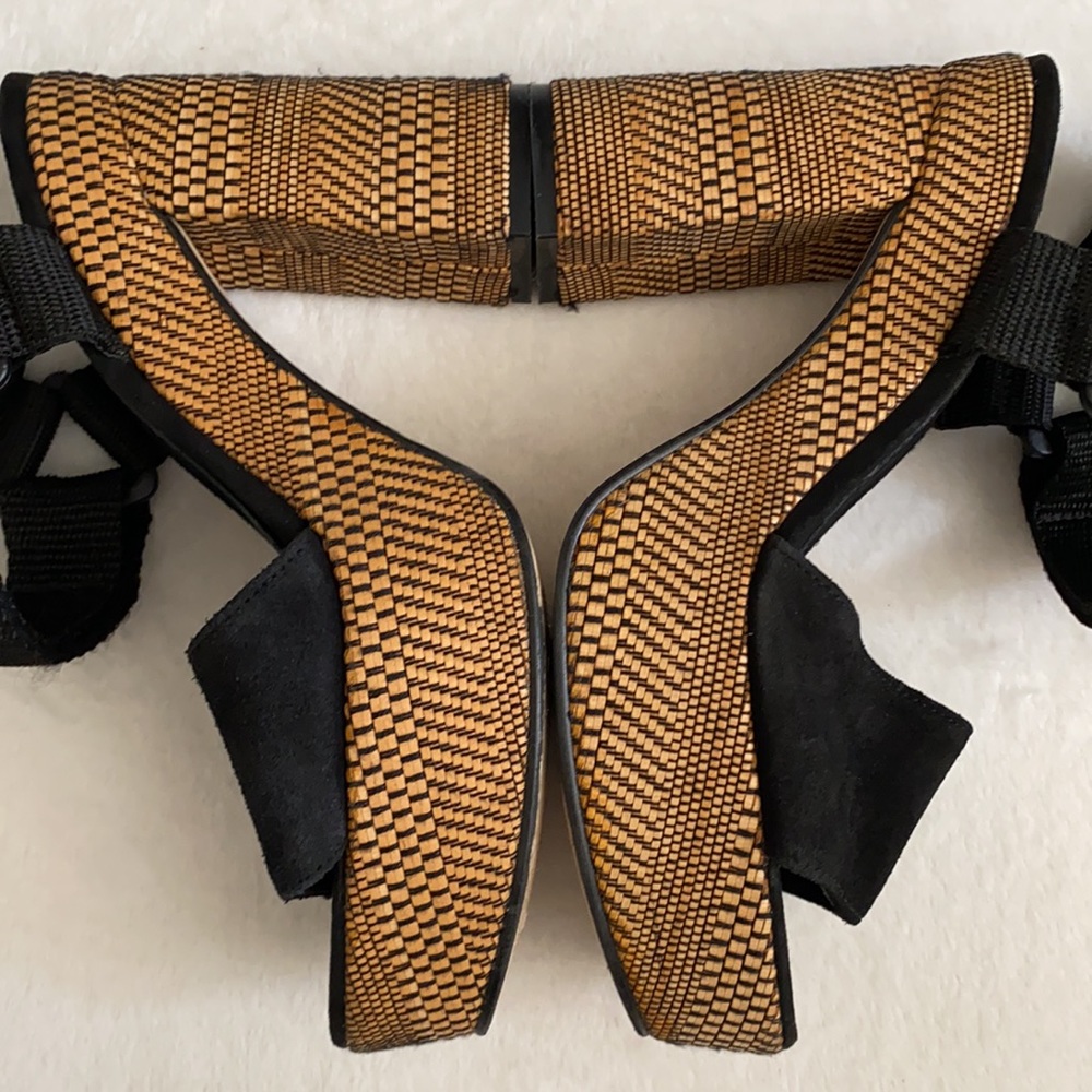 {FP} Free People | Sport Society Suede Sandal Strap Woven Block Heel Platform 9 - Picture 11 of 16